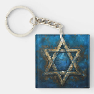 Star David Digital Art Key Ring