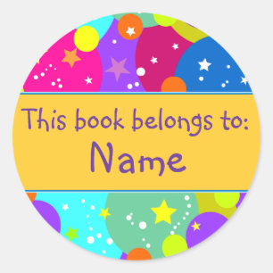 Star Design - Book Plate Classic Round Sticker