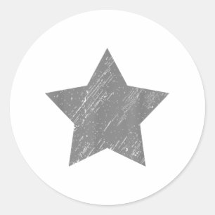 Star Distressed Grey Vintage Star Classic Round Sticker