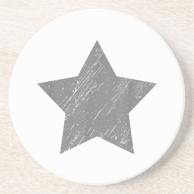 Star Distressed Grey Vintage Star Coaster (Front)