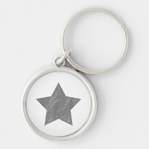 Star Distressed Grey Vintage Star Key Ring
