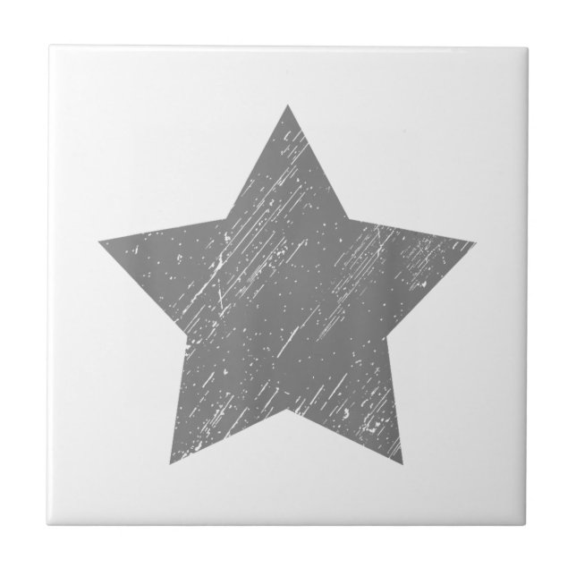 Star Distressed Grey Vintage Star Tile (Front)