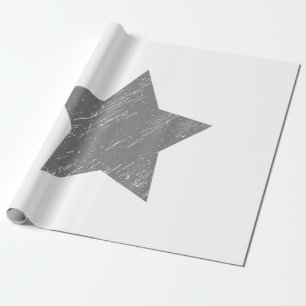 Star Distressed Grey Vintage Star Wrapping Paper