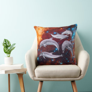 Star Dolphins Throw Pillow
