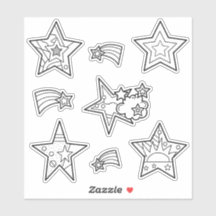 Star Doodles Custom-Cut Vinyl Colouring Stickers