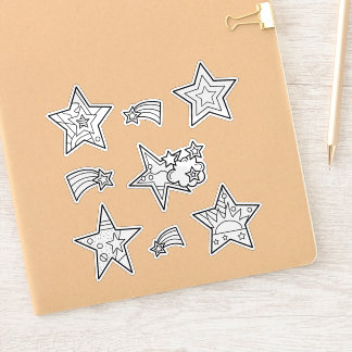 Star Doodles Custom-Cut Vinyl Colouring Stickers
