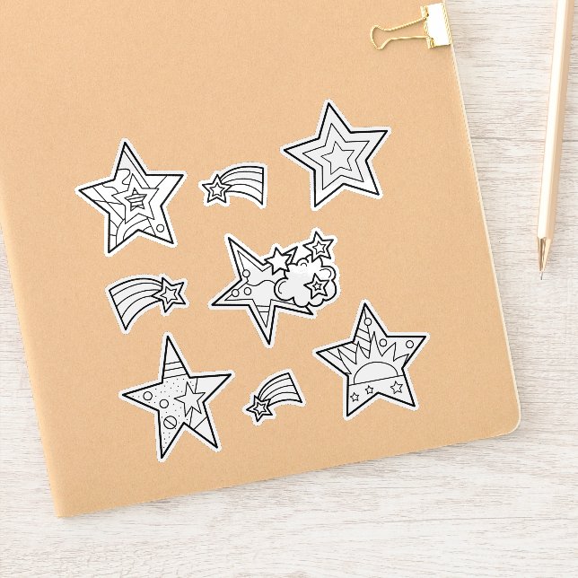 Star Doodles | Custom Cut Vinyl Stickers (Notebook)