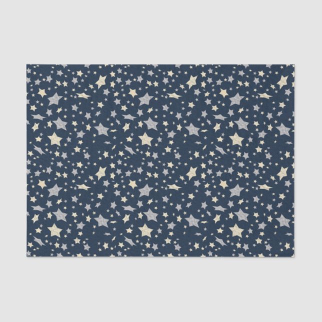 Star Elegant Modern Blue  Tissue Paper (Front)