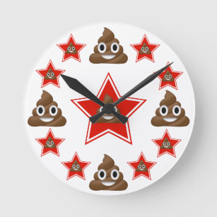 Star Emoji Poo Round Clock