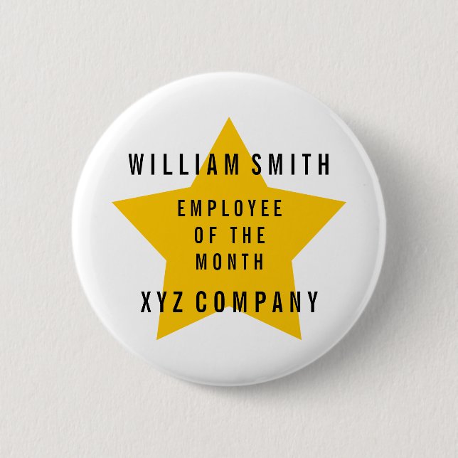 Star Employee of the Month Name | Company 6 Cm Round Badge (Front)