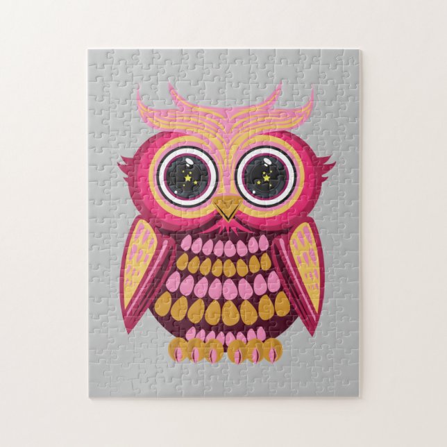 Star Eye Owl - Pink Jigsaw Puzzle (Vertical)