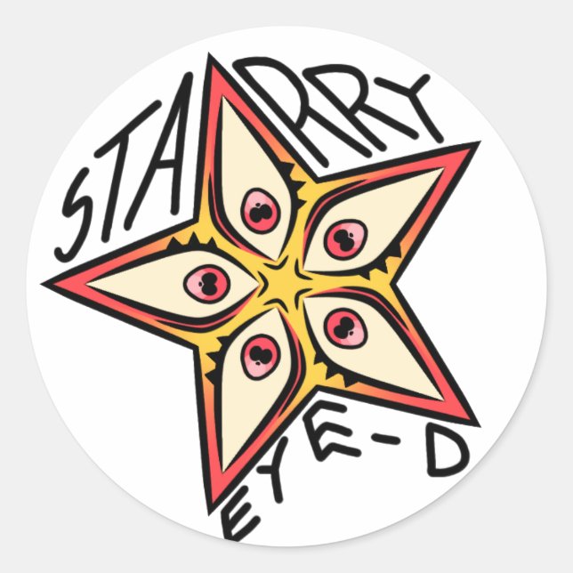 Star Eye Pink Yellow Red Classic Round Sticker (Front)