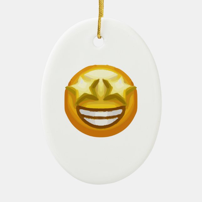 star eyes emoji ceramic tree decoration (Front)
