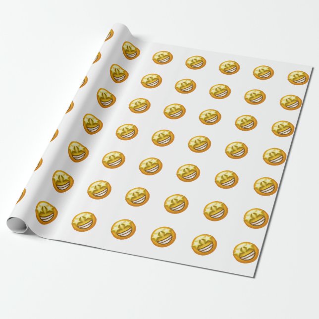 star eyes emoji wrapping paper (Unrolled)
