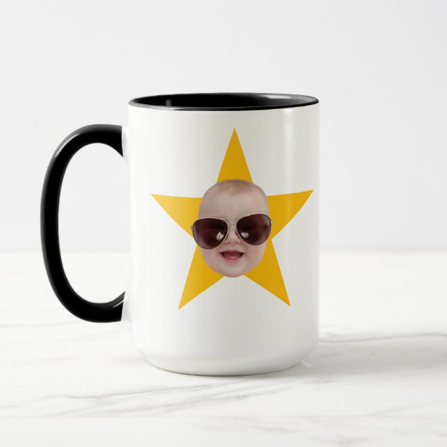Star face With your face on it personalised gift Mug (Left)