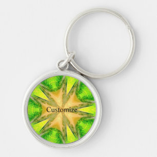 Star figure on green Thunder_Cove Key Ring