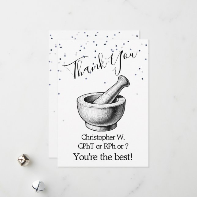 Star-Filled Thank You Greeting Card for Pharmacy  (Front/Back In Situ)