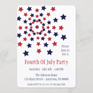 Star Firework Fourth Of July Invitations