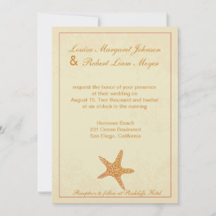 Star Fish -Beige Wedding invitation