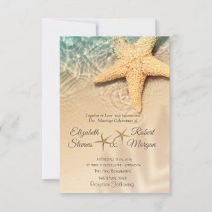 Star fish Sand Beach Wedding  Invitation