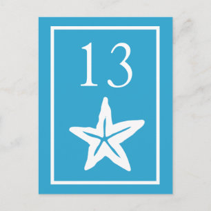Star Fish Table Numbers (Blue / White) Postcard