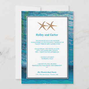 Star Fishes -Blue wedding invitations