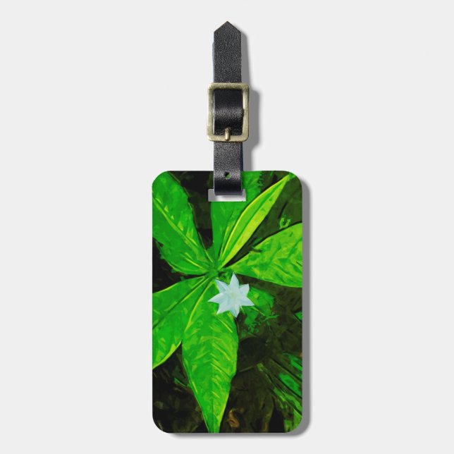 Star Flower a White Wildflower Abstract Luggage Tag (Front Vertical)