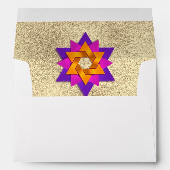 Star Flower Pink Purple Orange Gold Envelope (Back (Bottom))