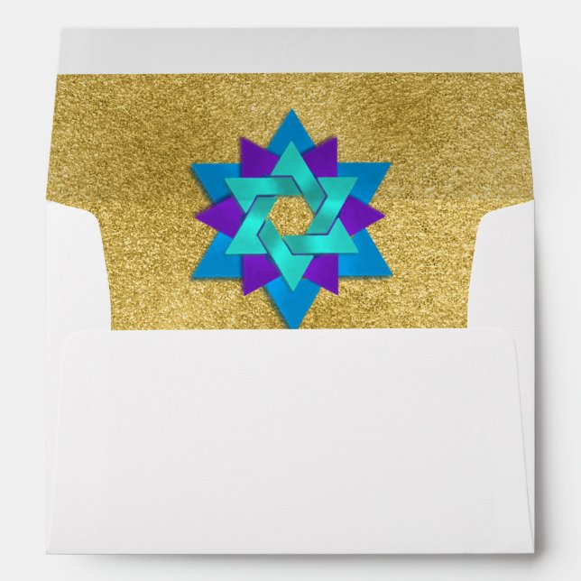 Star Flower Turquoise Blue Purple Aqua Envelope (Back (Bottom))