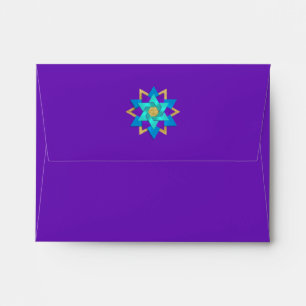 Star Flower Turquoise Blue Purple Aqua Envelope
