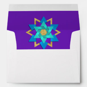 Star Flower Turquoise Blue Purple Aqua Envelopes