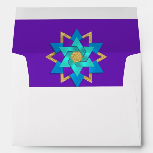 Star Flower Turquoise Blue Purple Aqua Envelopes (Back (Bottom))