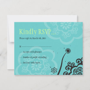 STAR FLOWERS Bat Mitzvah Invitation Reply Card