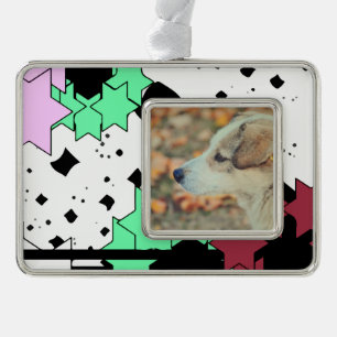 Star flowers silver plated framed ornament