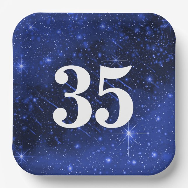Star Galaxy For 35th Birthday Party   Paper Plate (Front)