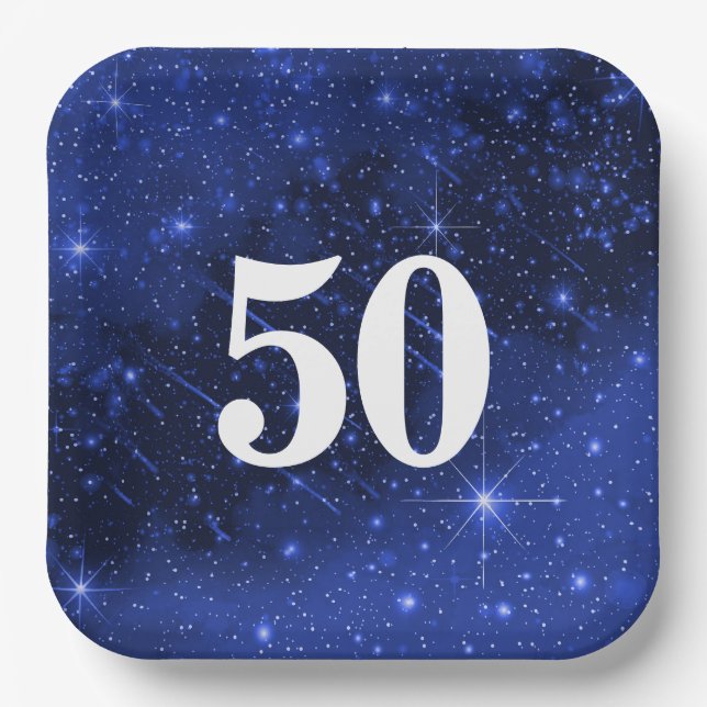 Star Galaxy For 50th Birthday Paper Plate (Front)