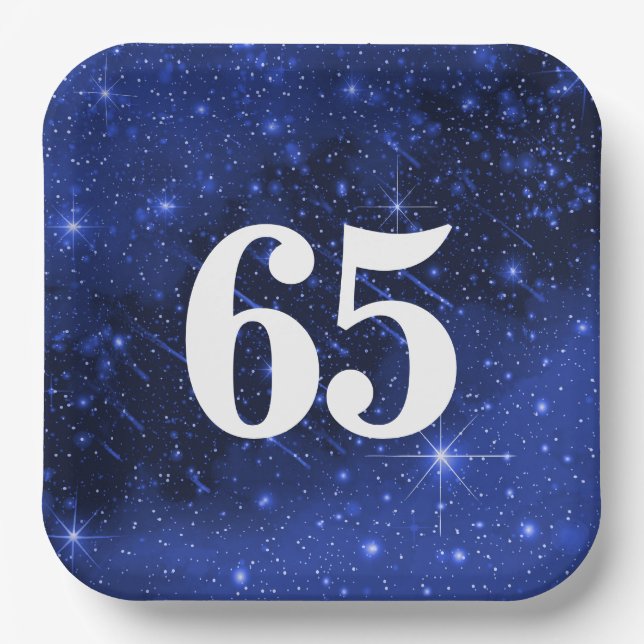 Star Galaxy For 65th Birthday Party   Paper Plate (Front)