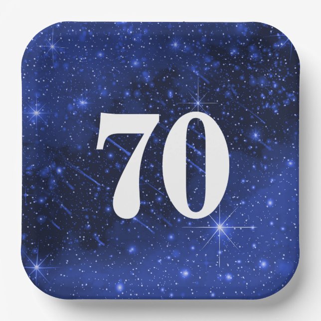 Star Galaxy For 70th Birthday Party   Paper Plate (Front)