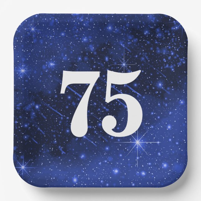 Star Galaxy For 75th Birthday Party   Paper Plate (Front)