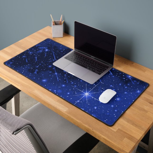 Star Galaxy On Blue  Desk Mat (Office 2)