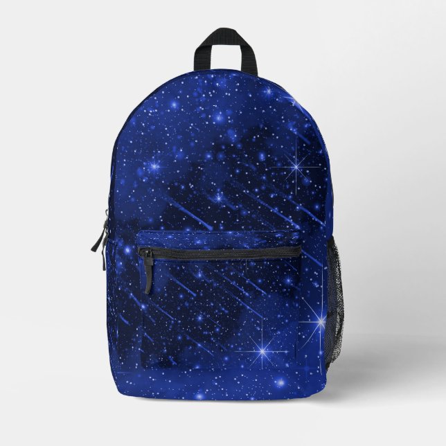 Star Galaxy On Blue  Printed Backpack (Front)