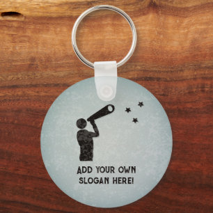 Star-Gazing - Astronomer with Telescope - own text Key Ring
