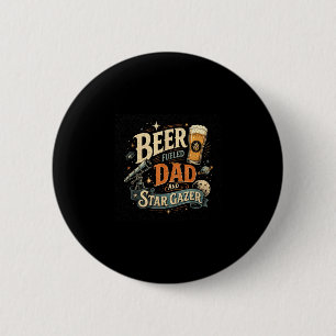 Star gazing beer dad father's day retro 70s 6 cm round badge