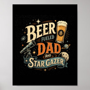 Star gazing beer dad father's day retro 70s poster