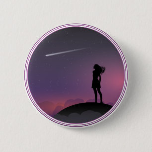 Star Gazing Girl 6 Cm Round Badge