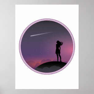 Star Gazing Girl Poster