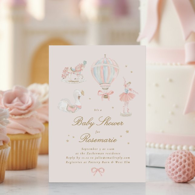 Star Girl Princess Fairytale Ballerina Baby Shower Invitation (Creator Uploaded)