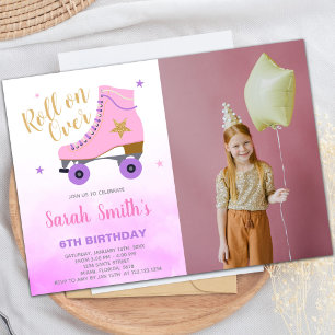 Star Glitter Skating Birthday Invitations w photo