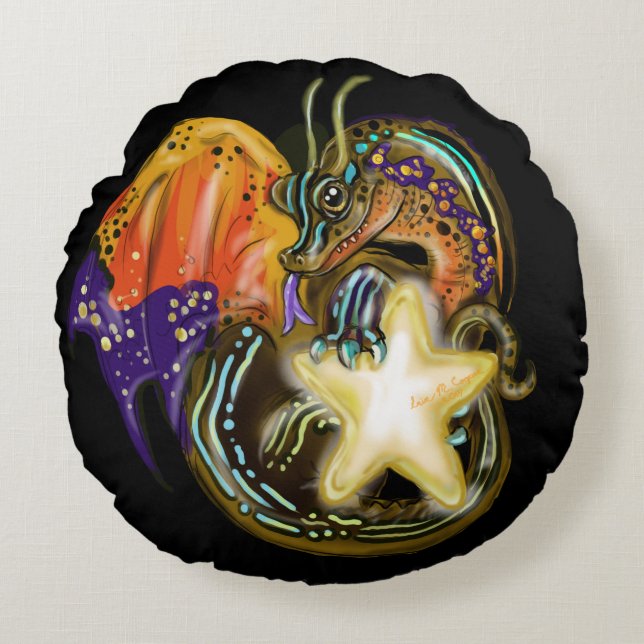 Star Glow Dragon Round Cushion (Front)
