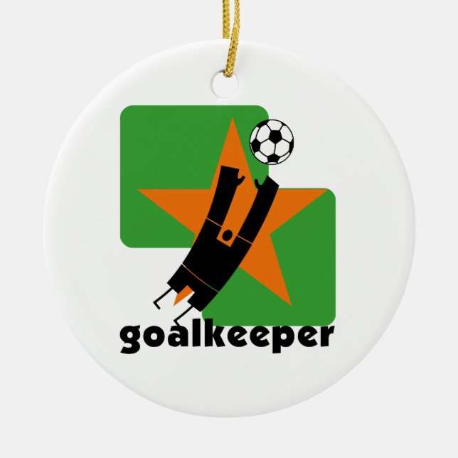 Star Goalkeeper T-shirts and Gifts Ceramic Tree Decoration (Front)